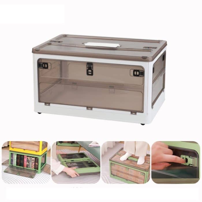 Zusammenklappbare Aufbewahrungsbox aus Kunststoff, stapelbarer Aufbewahrungsorganisator mit Rollen, White  37 x 26.5 x 22 cm, Yellow  37 x 26.5 x 22 cm, Green  37 x 26.5 x 22 cm, White Wooden Lid  37 x 26.5 x 22 cm, Yellow Wooden Lid  37 x 26.5 x 22 cm... – Bild 1