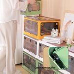 Zusammenklappbare Aufbewahrungsbox aus Kunststoff, stapelbarer Aufbewahrungsorganisator mit Rollen, White  37 x 26.5 x 22 cm, Yellow  37 x 26.5 x 22 cm, Green  37 x 26.5 x 22 cm, White Wooden Lid  37 x 26.5 x 22 cm, Yellow Wooden Lid  37 x 26.5 x 22 cm... – Bild 5