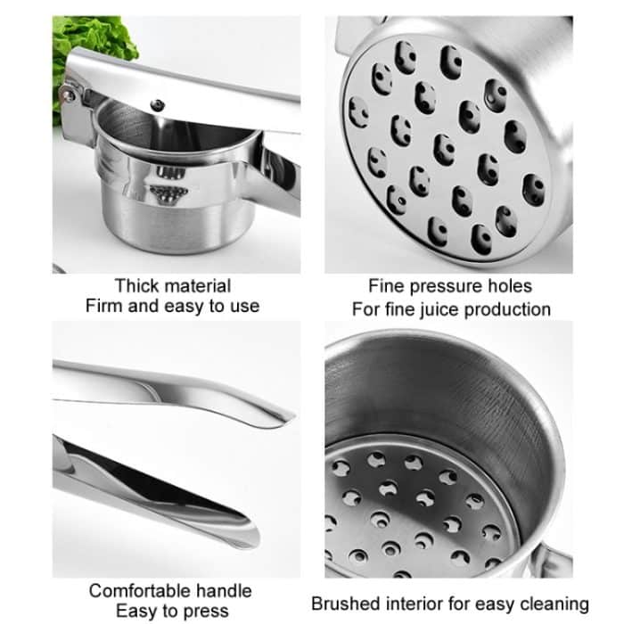 Edelstahl-Kartoffelpresse, manuelle Entsafter, Gemüse- und Obstpresse, 3 In 1, SJ-02 Side Hole, SJ-01 Bottom Hole, SJ-04 Side Hole Red, SJ-05 Side Hole Green – Bild 4