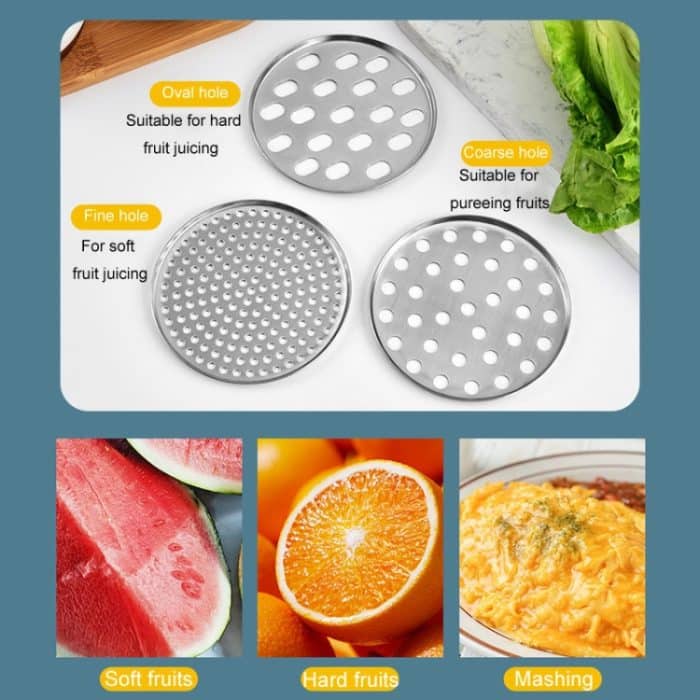 Edelstahl-Kartoffelpresse, manuelle Entsafter, Gemüse- und Obstpresse, 3 In 1, SJ-02 Side Hole, SJ-01 Bottom Hole, SJ-04 Side Hole Red, SJ-05 Side Hole Green – Bild 5