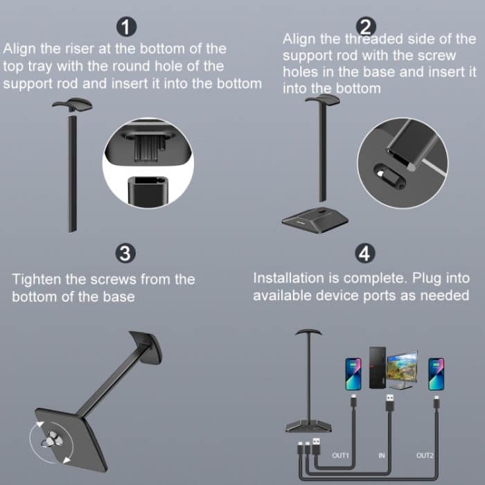 New Bee Buntes Headset-Display-Rack mit zwei Ausgängen, HUB-Erweiterungs-Kopfhörerhalter, Z8 Black, Z8 Silver, Z9 Without Extended Interface Black, Z9 Without Extended Interface Silver – Bild 7