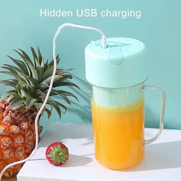 420 ml 6 Klingen Strohhalm Saftbecher USB-Aufladung Tragbare Fruchtsaftpresse Smoothie Maker – Bild 4