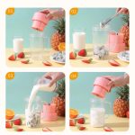 420 ml 6 Klingen Strohhalm Saftbecher USB-Aufladung Tragbare Fruchtsaftpresse Smoothie Maker – Bild 7