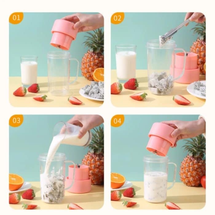 420 ml 6 Klingen Strohhalm Saftbecher USB-Aufladung Tragbare Fruchtsaftpresse Smoothie Maker – Bild 7