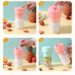 420 ml 6 Klingen Strohhalm Saftbecher USB-Aufladung Tragbare Fruchtsaftpresse Smoothie Maker – Bild 8