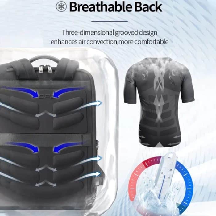 Bopai Wasserdichter Business-Laptop-Rucksack mit großem Fassungsvermögen und USB+Typ-C-Anschluss, 61-122891, 61-122631C – Bild 5