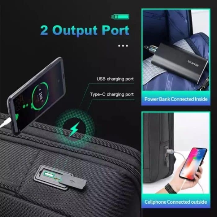 Bopai Wasserdichter Business-Laptop-Rucksack mit großem Fassungsvermögen und USB+Typ-C-Anschluss, 61-122891, 61-122631C – Bild 6