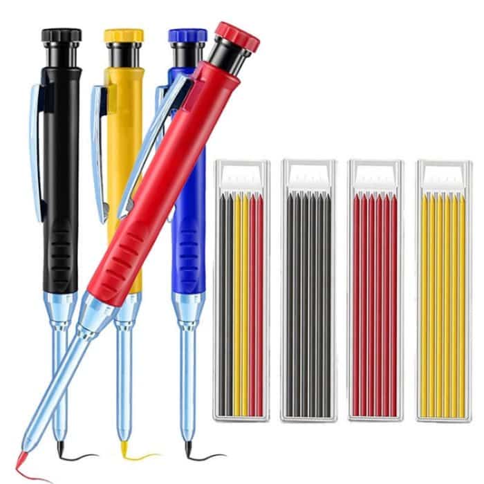 Metall-Langspitze, tiefes Loch, Holzbearbeitungsstift, schnell trocknender Marker, Black Pen, Red Pen, Yellow Pen, 6pcs White Lead Core, 2pcs Black+2pcs Red+2pcs Yellow Lead Core, 3pcs Black+3pcs Red+Lead Core, 6 Colors Lead Core – Bild 2