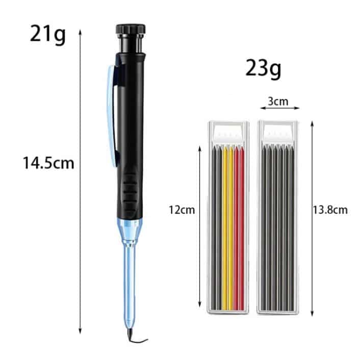 Metall-Langspitze, tiefes Loch, Holzbearbeitungsstift, schnell trocknender Marker, Black Pen, Red Pen, Yellow Pen, 6pcs White Lead Core, 2pcs Black+2pcs Red+2pcs Yellow Lead Core, 3pcs Black+3pcs Red+Lead Core, 6 Colors Lead Core – Bild 5