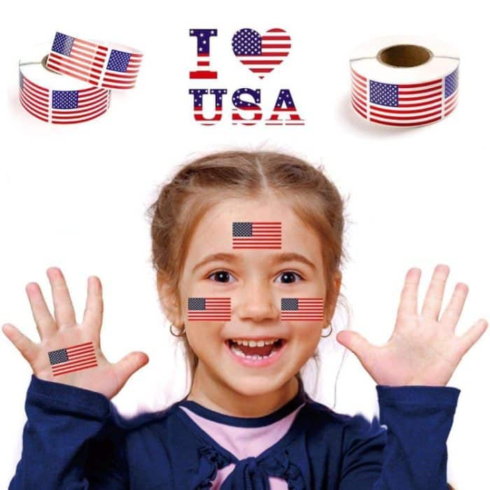 250 Stück / Rolle 1,22 x 2 Zoll Aufkleber mit amerikanischer Flagge, selbstklebender dekorativer Aufkleber – Bild 3