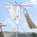 Kostenlose Installation, Boden-Wäscheständer, Balkon, faltbar, Oktopus, zum Aufhängen, Wäscheleine, Wood Pole, Aluminum Pole – Bild 2