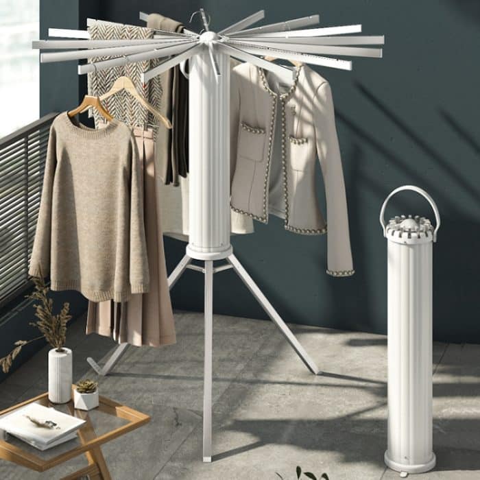 Kostenlose Installation, Boden-Wäscheständer, Balkon, faltbar, Oktopus, zum Aufhängen, Wäscheleine, Wood Pole, Aluminum Pole – Bild 9