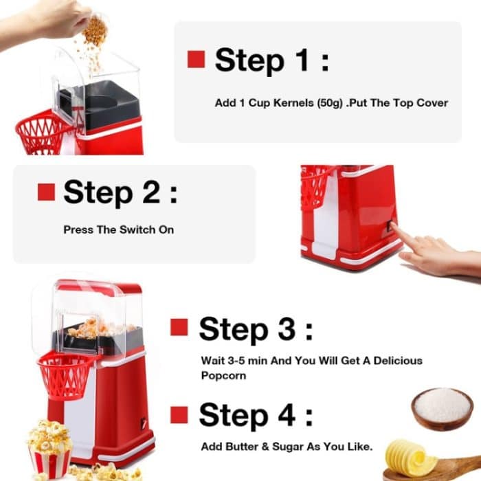 1200 W Korb-Popcornmaschine, elektrischer automatischer Mais-Popper, 220V EU Plug, 110V US Plug, 220V UK Plug, 220V AU Plug – Bild 5