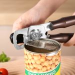 Edelstahl-Dosenöffner, multifunktionaler Flaschenöffner für die Küche, Aluminum Handle, Wood Handle – Bild 2