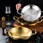 Verdickte Edelstahl-Doppelohrpfanne, Meeresfrüchte-Reispfanne, Brathähnchentablett, 22cm Silver, 24cm Silver, 26cm Silver, 28cm Silver, 30cm Silver, 22cm Golden, 24cm Golden, 26cm Golden, 28cm Golden, 30cm Golden – Bild 3