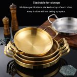 Verdickte Edelstahl-Doppelohrpfanne, Meeresfrüchte-Reispfanne, Brathähnchentablett, 22cm Silver, 24cm Silver, 26cm Silver, 28cm Silver, 30cm Silver, 22cm Golden, 24cm Golden, 26cm Golden, 28cm Golden, 30cm Golden – Bild 7