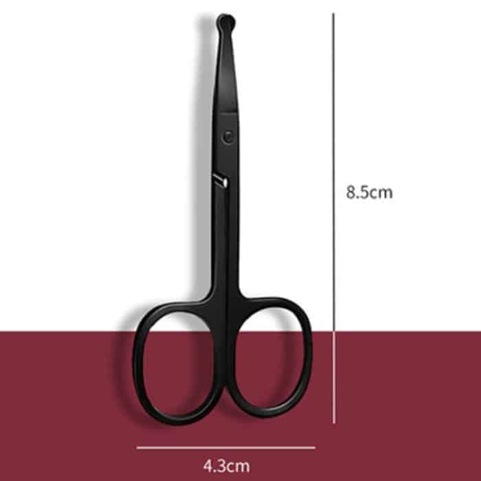 Nasenhaarschere für Männer, runde Spitze, Nasenhaartrimmer, manuelle Trimmschere, Deep Black, Bright Silver – Bild 3
