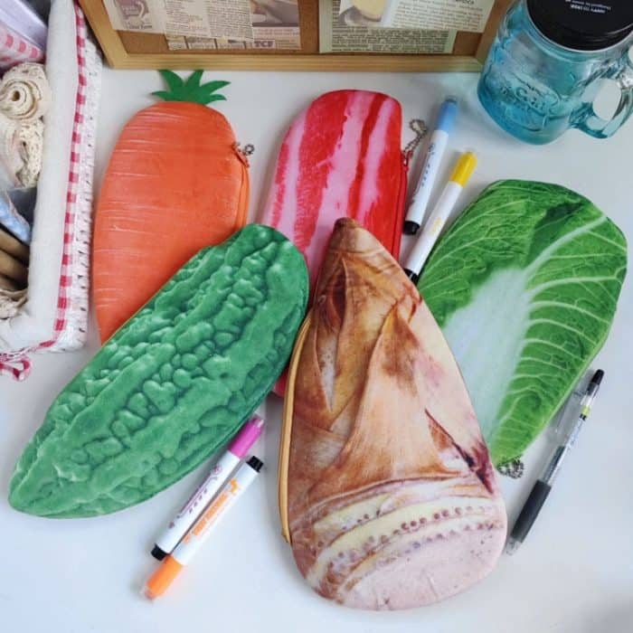 3D-Simulationszutaten, Gemüse-Plüsch-Bleistiftbeutel, großes Stiftetui, Studenten-Briefpapier, Cabbage, Bamboo Shoots, Carrot, Bitter Melon, Pork – Bild 3