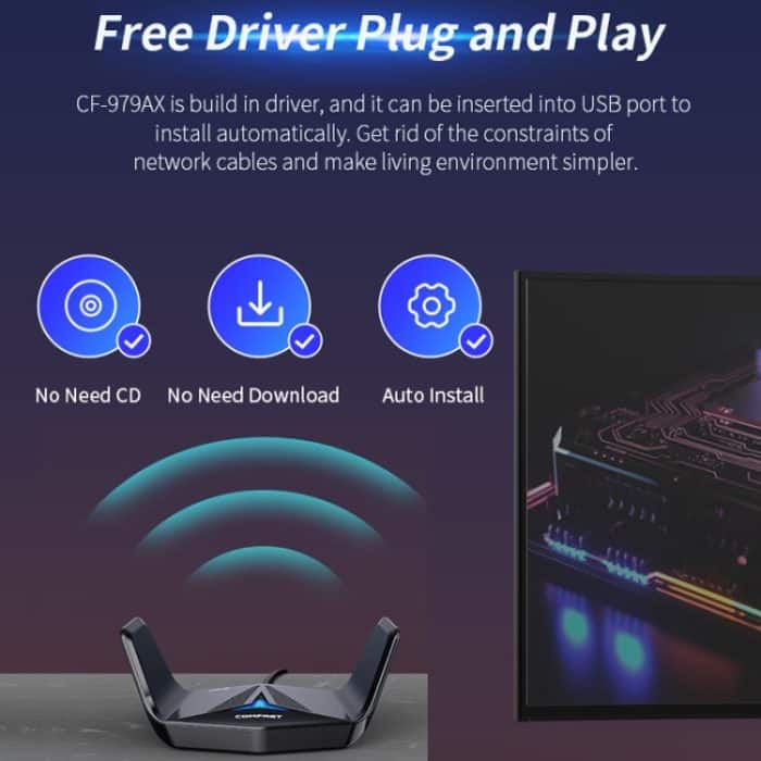COMFAST CF-979AX WiFi6 5374 Mbit/s USB-C/Typ-C Wireless-Netzwerkkarte WiFi-Empfänger – Bild 7