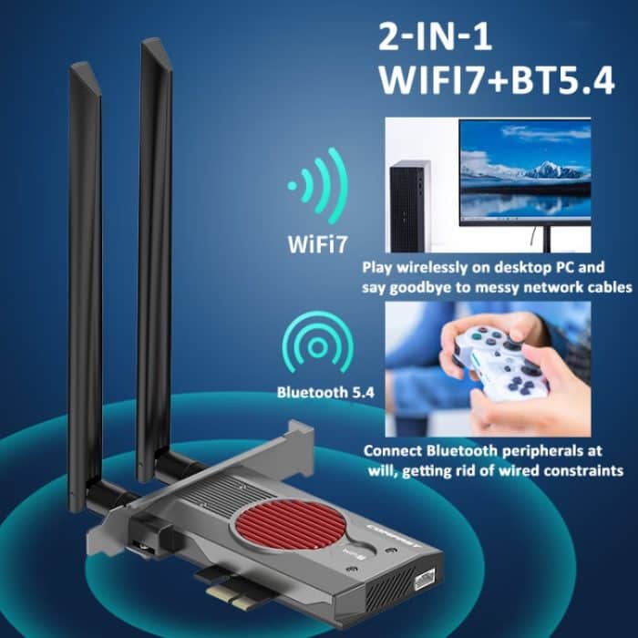 COMFAST BE200MAX 8774 Mbit/s WiFi7-Netzwerkkarte Bluetooth 5.4 Tri-Band PCIE WiFi-Empfänger – Bild 5