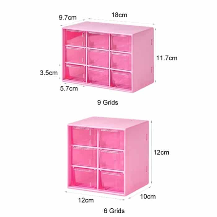 Transparent Desktop Kleine Objekte Fach Schublade Organizer Haar Zubehör Lagerung Fall, 9 Grids White, 9 Grids Rose, 9 Grids Pink, 6 Grids White, 6 Grids Rose, 6 Grids Pink – Bild 2
