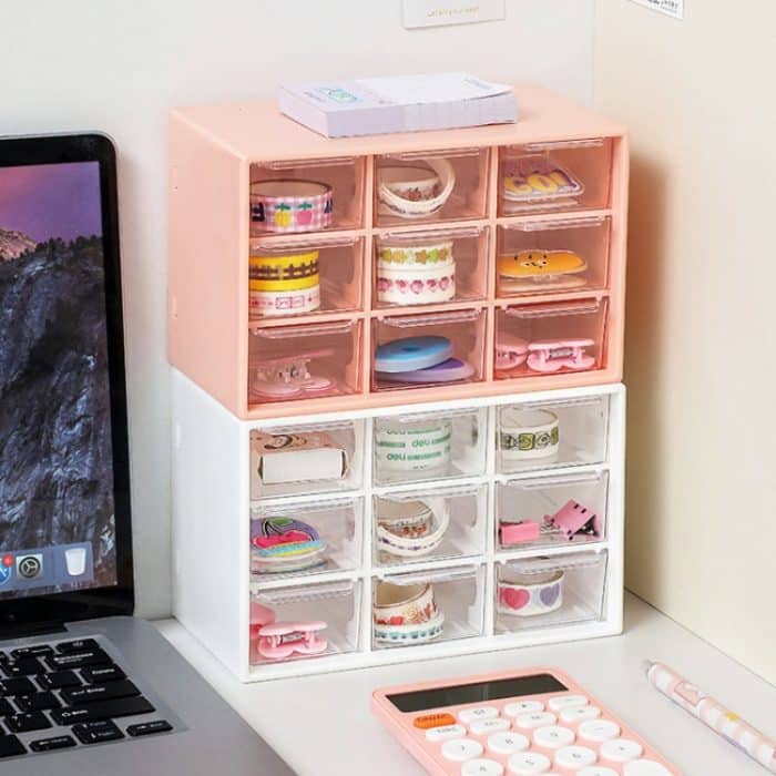 Transparent Desktop Kleine Objekte Fach Schublade Organizer Haar Zubehör Lagerung Fall, 9 Grids White, 9 Grids Rose, 9 Grids Pink, 6 Grids White, 6 Grids Rose, 6 Grids Pink – Bild 6