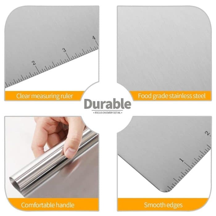 Küchen-Nudelschaber aus Edelstahl, Mehlschaufel mit Skala – Bild 3