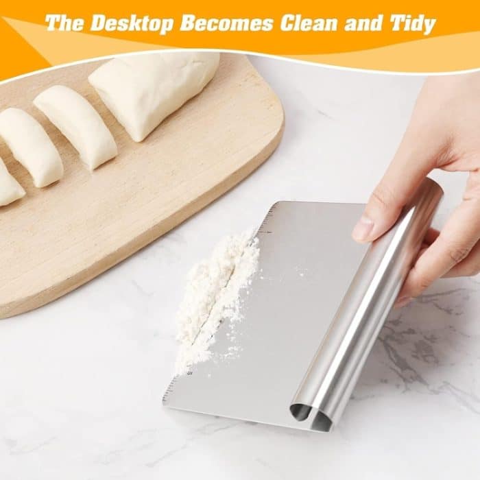 Küchen-Nudelschaber aus Edelstahl, Mehlschaufel mit Skala – Bild 4