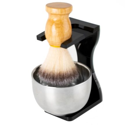 3 teile/satz Männer Schaum Manuelle Holzgriff Bart Pinsel Set, Nylon Wool Black, Nylon Wool Silver, Badger Hair Silver, Badger Hair Black