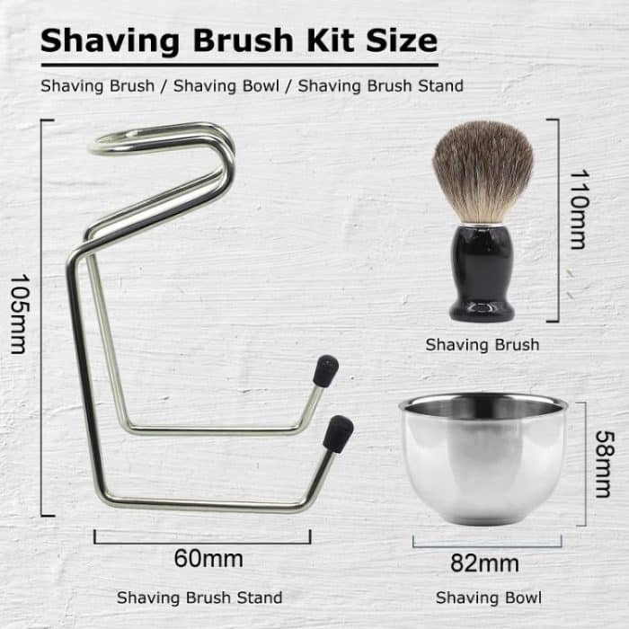 3 teile/satz Männer Schaum Manuelle Holzgriff Bart Pinsel Set, Nylon Wool Black, Nylon Wool Silver, Badger Hair Silver, Badger Hair Black – Bild 7