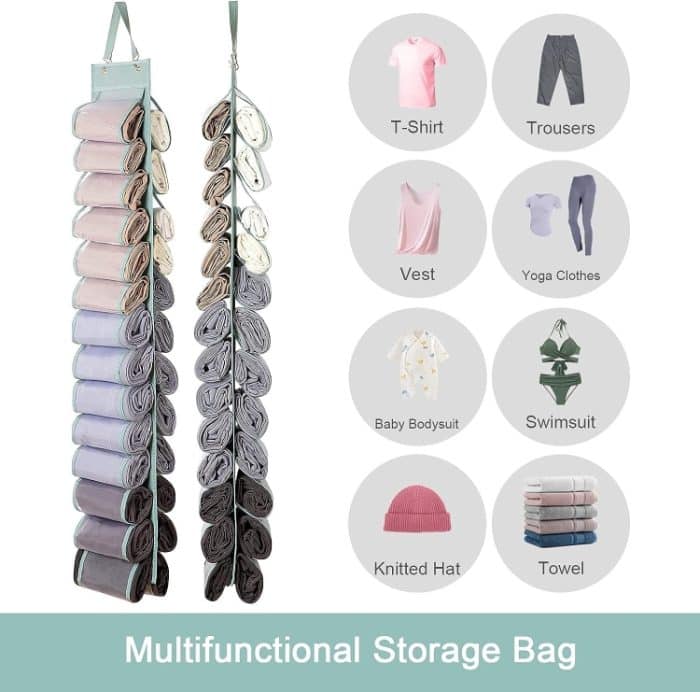 Doppelseitige 24-Gitter-Aufbewahrungstasche zum Aufhängen, Hängeaufbewahrung, Schrank hinter der Tür, Aufbewahrungsorganisator – Bild 7