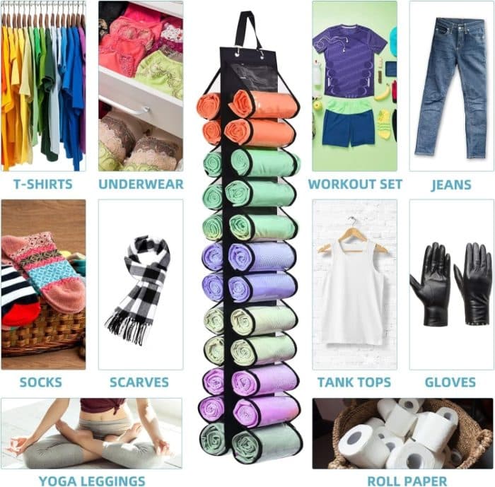 Doppelseitige 24-Gitter-Aufbewahrungstasche zum Aufhängen, Hängeaufbewahrung, Schrank hinter der Tür, Aufbewahrungsorganisator – Bild 8