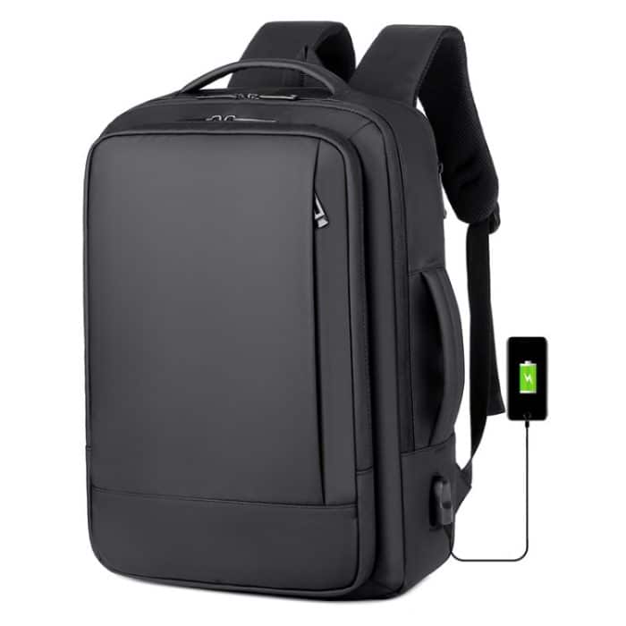 Erweiterbarer wasserdichter Business-Laptop-Rucksack mit USB-Anschluss – Bild 3