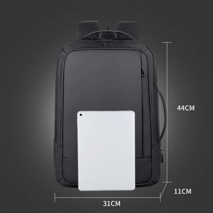 Erweiterbarer wasserdichter Business-Laptop-Rucksack mit USB-Anschluss – Bild 4