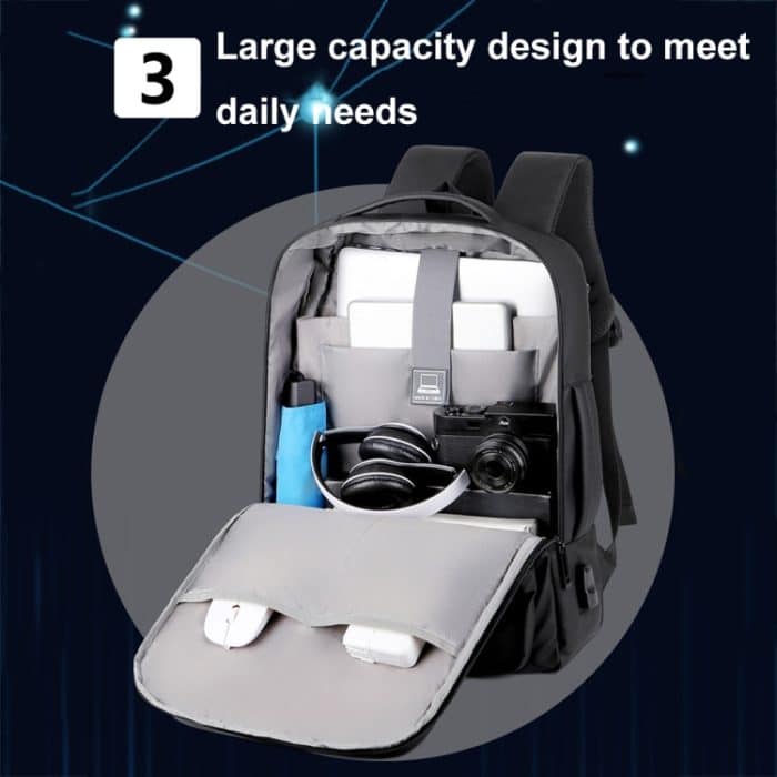 Erweiterbarer wasserdichter Business-Laptop-Rucksack mit USB-Anschluss – Bild 8