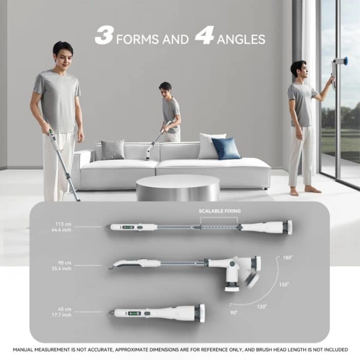 Multifunktionale lange und kurze elektrische Reinigungsbürste mit doppeltem Verwendungszweck für Küche, Bad, Fenster und Bodenbürste – Bild 6