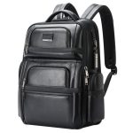 Bopai 61-17311 Erstschichtiger Laptop-Rucksack aus Rindsleder mit großem Fassungsvermögen und USB+Typ-C-Anschluss, 61-17311