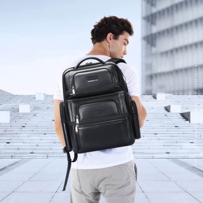 Bopai 61-17311 Erstschichtiger Laptop-Rucksack aus Rindsleder mit großem Fassungsvermögen und USB+Typ-C-Anschluss, 61-17311 – Bild 11