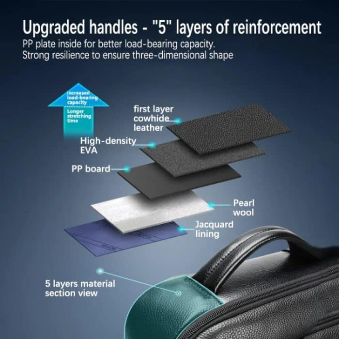 Bopai 61-17311 Erstschichtiger Laptop-Rucksack aus Rindsleder mit großem Fassungsvermögen und USB+Typ-C-Anschluss, 61-17311 – Bild 7