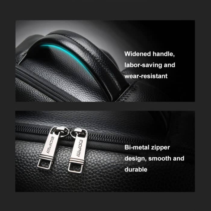 Bopai 61-17311 Erstschichtiger Laptop-Rucksack aus Rindsleder mit großem Fassungsvermögen und USB+Typ-C-Anschluss, 61-17311 – Bild 9