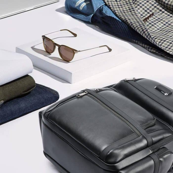 Bopai 61-17311 Erstschichtiger Laptop-Rucksack aus Rindsleder mit großem Fassungsvermögen und USB+Typ-C-Anschluss, 61-17311 – Bild 10