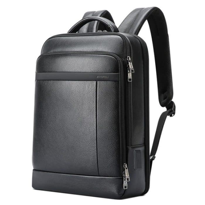 Bopai 61-120761 Erstschichtiger Business-Laptop-Rucksack aus Rindsleder mit großem Fassungsvermögen und USB+Typ-C-Anschluss, 61-120761 – Bild 1