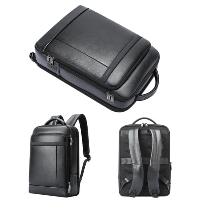 Bopai 61-120761 Erstschichtiger Business-Laptop-Rucksack aus Rindsleder mit großem Fassungsvermögen und USB+Typ-C-Anschluss, 61-120761 – Bild 2