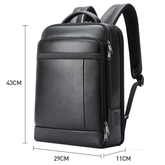 Bopai 61-120761 Erstschichtiger Business-Laptop-Rucksack aus Rindsleder mit großem Fassungsvermögen und USB+Typ-C-Anschluss, 61-120761 – Bild 3