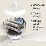 Mini-Deckenventilator, tragbarer Campingventilator mit Licht und Fernbedienung, eingebauter 8000-mAh-Akku – Bild 6