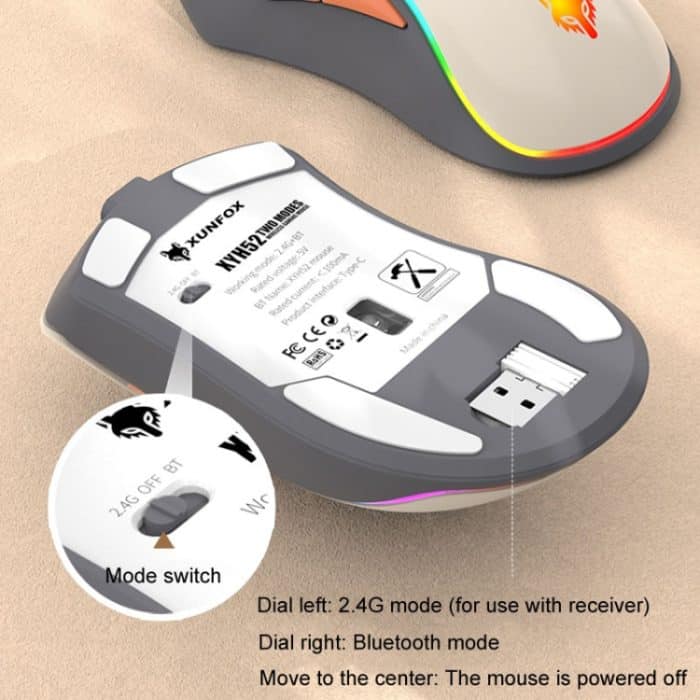 XUNSVFOX XYH52 Kabellose Dual-Mode-Maus, wiederaufladbare und leise Büro-Gaming-Maus – Bild 6