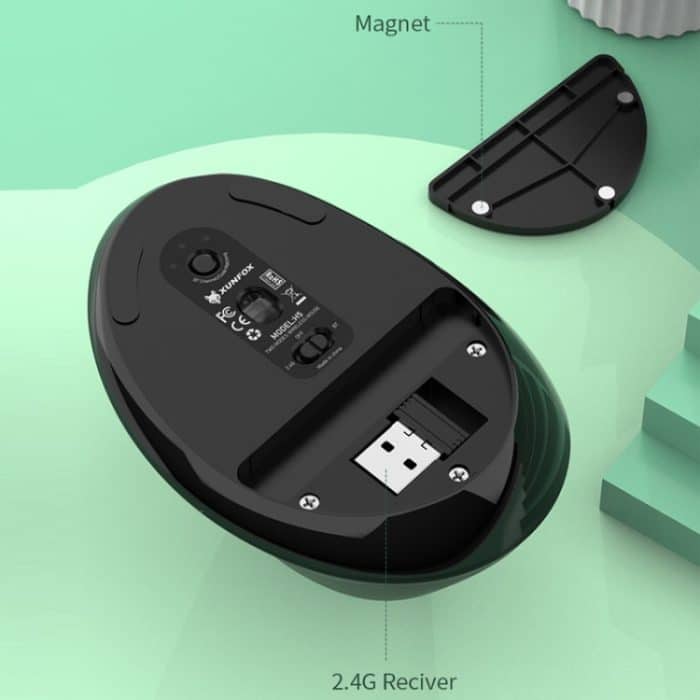 XUNSVFOX H5 Aufrechte vertikale Dual-Mode-Maus, wiederaufladbare kabellose Business-Büro-Maus – Bild 6