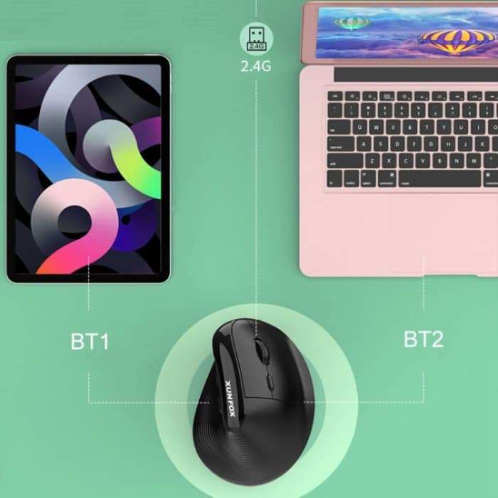 XUNSVFOX H5 Aufrechte vertikale Dual-Mode-Maus, wiederaufladbare kabellose Business-Büro-Maus – Bild 10