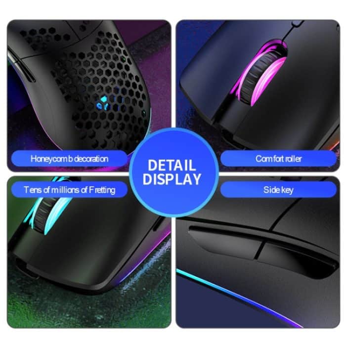XUNSVFOX XYH80 Hohlloch wiederaufladbare kabellose Gaming-Maus RGB-Licht Computer-Büro-Maus, XYH80 – Bild 6