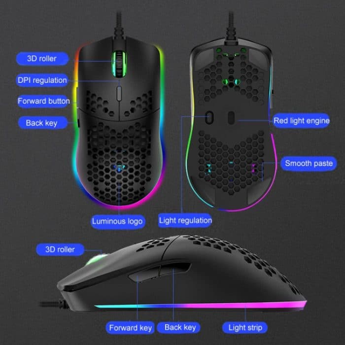 XUNSVFOX XYH90 Wired Hollow Hole Mouse RGB-beleuchtete Makroprogrammierungs-Gaming-Maus, XYH90 – Bild 3
